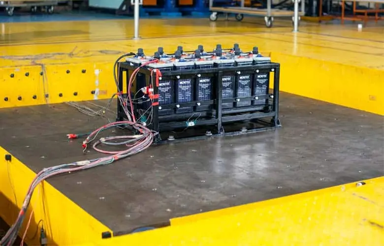 Microtex OPzS Battery & rack assembly being seismically qualified