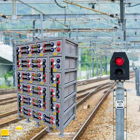 Fig 2 Typical stationary OPzV battery bank in steel rack 1