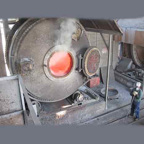 Fig 7. Reverberatory furnace used for lead acid battery active material recycling